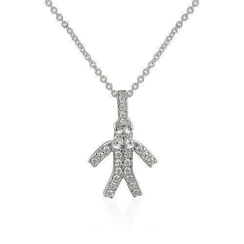 Micro Set Diamond Stickman Character Pendant + Chain