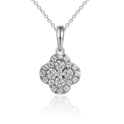 Blue Sapphire and Round Brilliant Cut Diamond Cluster Pendant