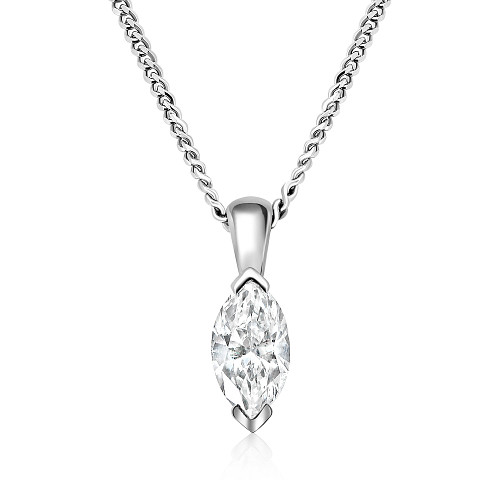 Marquise Cut 4 Claw Solitaire Diamond Pendant