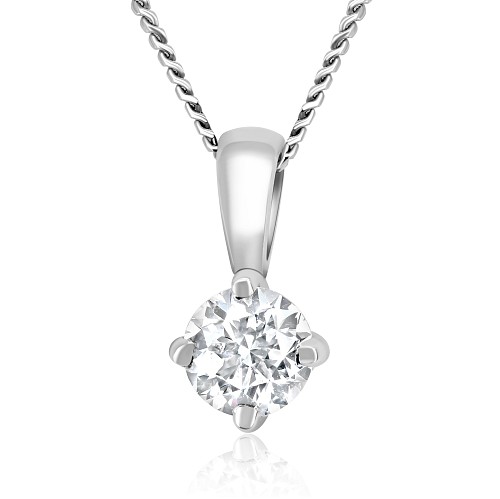 4 Claw Round Brilliant Cut Diamond Solitaire Pendant