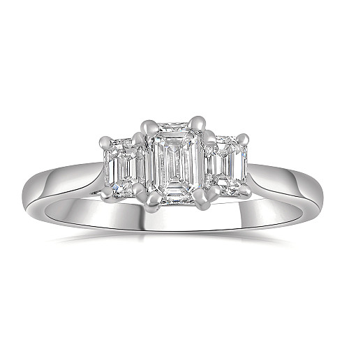 Emerald Cut 3 Stone Diamond Ring