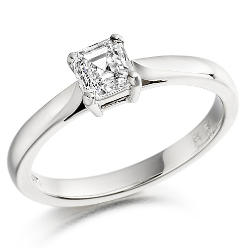 Asscher Cut 4 Claw Solitaire Diamond Ring