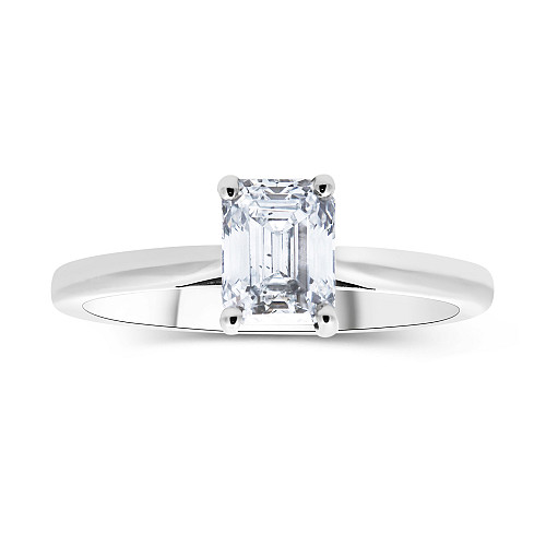 Emerald Cut 4 Claw Solitaire Diamond Ring
