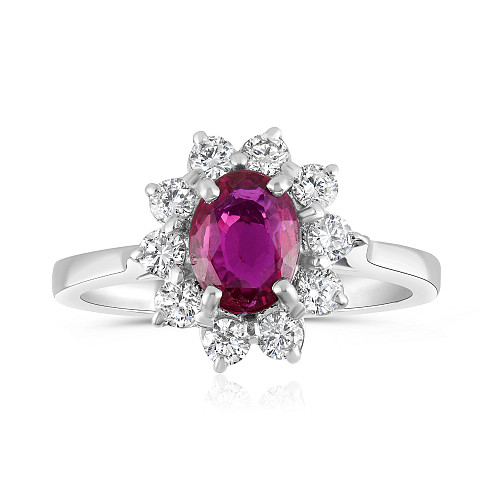 Oval 7x5 Ruby & Diamond Cluster Ring