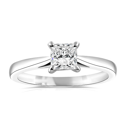 Princess Cut 4 Claw Solitaire Diamond Ring