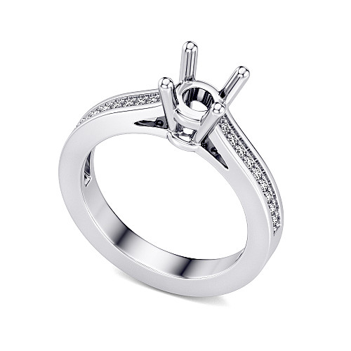 Round Brilliant Cut Claw Set Centre Stone With Channel Set Shoulders Semi Set Ring