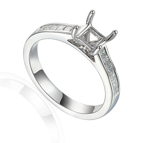 Princess Cut Centre Stone With Channel Set Shoulders Semi Set Ring