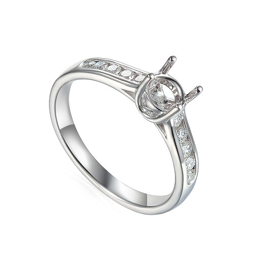 Round Brilliant Cut Claw Set Solitaire With Round Brilliant Cut Diamond Channel Set Shoulders Semi Set Ring