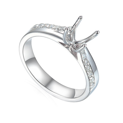 Round Brilliant Cut Diamond Claw Set With Opposing Shoulder Semi Set Ring