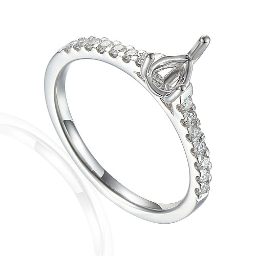 Pear Shape Center 4 Claw Semi Set Ring With Micro Set Diamond Shoulders