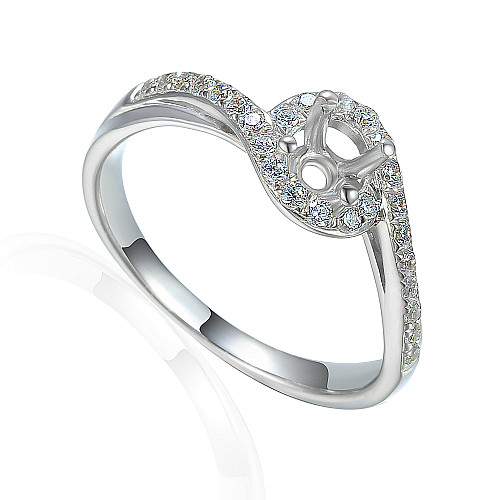 Round Brilliant Cut Claw Set Centre With Micro Set Diamond Halo And Shoulders Semi Set Ring