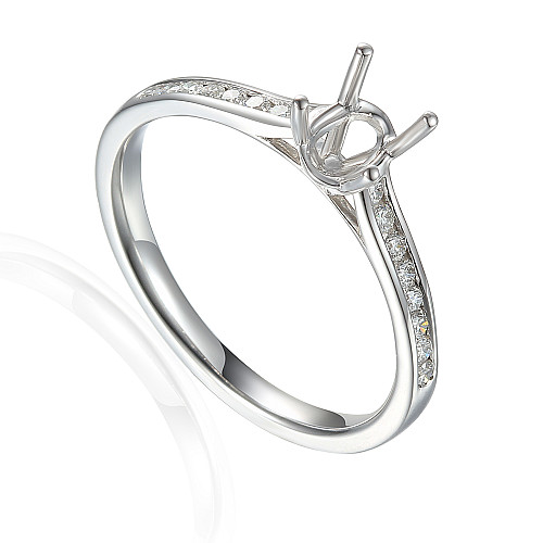 Oval Cut Centre Stone With Round Brilliant Cut Diamond Channel Set Shoulders Semi Set Ring