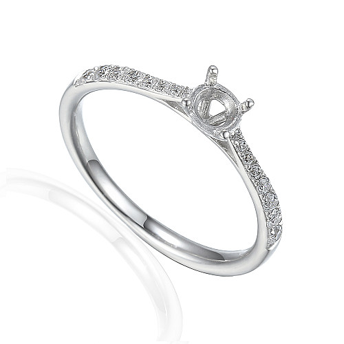 Round Brilliant Cut Claw Set Centre With Micro Set Diamond Shoulders Semi Set Ring