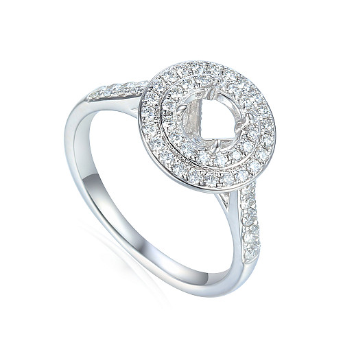 Round Brilliant Cut Claw Set Center Center With Round Brilliant Cut Diamond Grain Set Double Halo Semi Set Ring