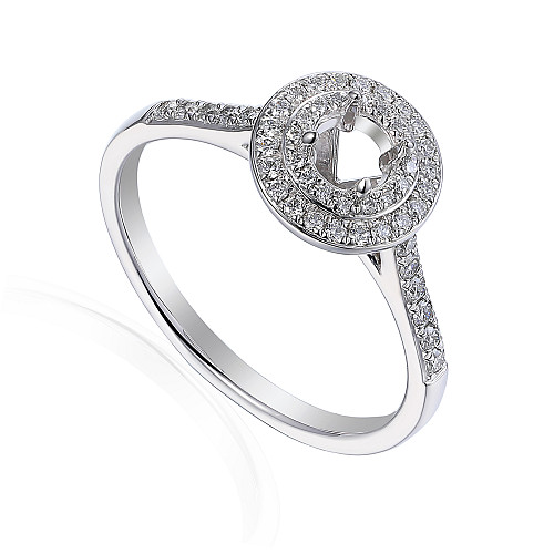 Round Brilliant Cut Claw Set Center Center With Round Brilliant Cut Diamond Grain Set Double Halo Semi Set Ring