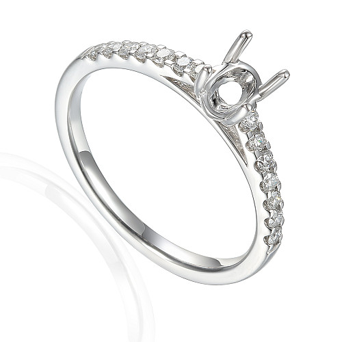 Oval Cut Centre Stone With Round Brilliant Cut Diamond Micro Set Shoulders Semi Set Ring
