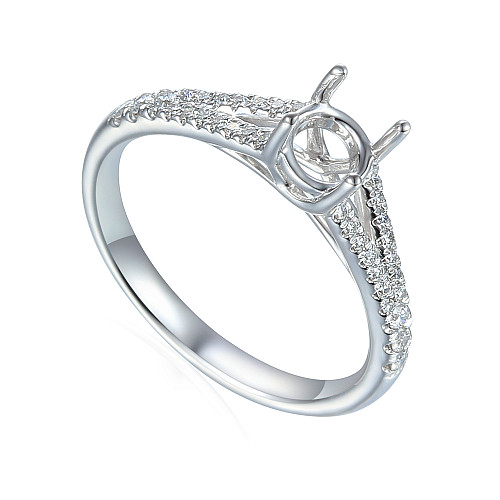 Round Brilliant Cut Claw Set Solitaire With Split Diamond Shoulders Semi Set Ring