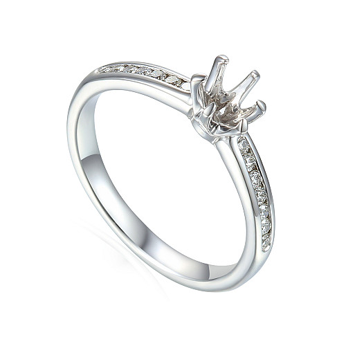 Round Brilliant Cut Claw Set Solitaire With Round Brilliant Cut Diamond Channel Set Shoulders Semi Set Ring