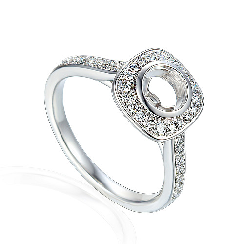 Round Brilliant Cut Diamond Rubover Set Halo With Shoulders Semi Set Ring