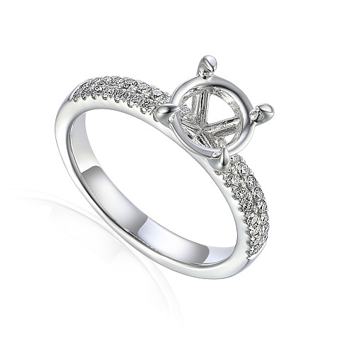 Round Brilliant Cut Claw Set Centre Stone With Pave Set Shoulders Semi Set Ring