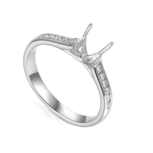 Round Brilliant Cut Claw SetSemi Set Ring With Round Brilliant Cut Diamond Channel Set Shoulders