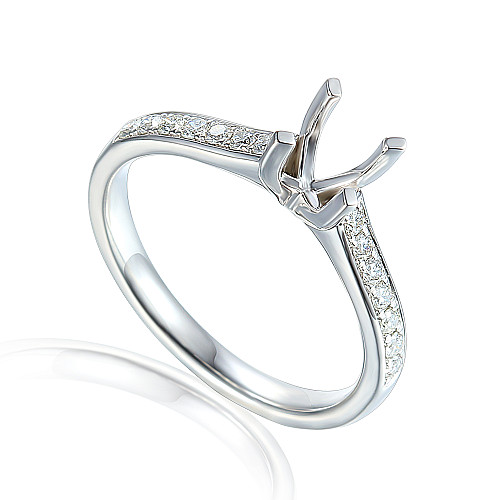 Round Brilliant Cut Claw Set Solitaire With Round Brilliant Cut Diamond Grain Set Shoulders Semi Set Ring