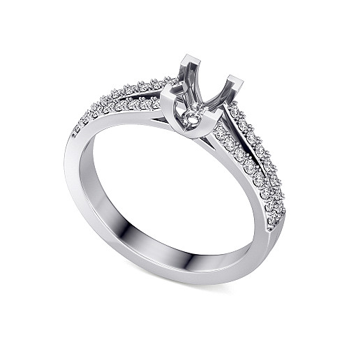Round Brilliant Cut Claw Set Centre Stone With Pave Set Split Shoulders Semi Set Ring