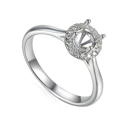 Round Brilliant Cut Claw Set Centre With Round Brilliant Cut Diamond Micro Set Halo Semi Set Ring