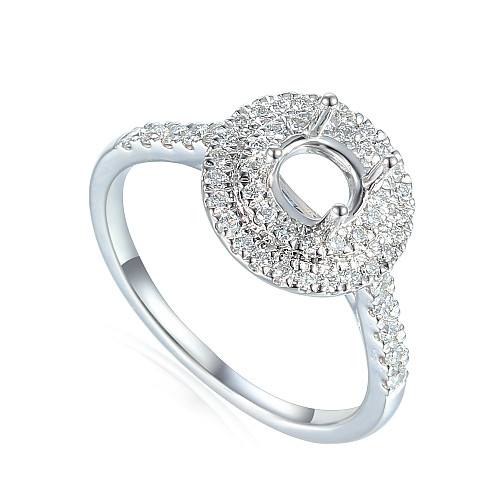 Round Brilliant Cut Claw Set Centre With Round Brilliant Cut Diamond Micro Set Double Halo And Shoulders Semi Set Ring