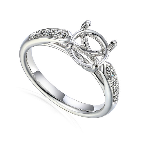 Round Brilliant Cut Claw Set Centre Stone With Pave Set Shoulders Semi Set Ring