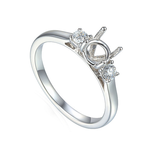 Round Brilliant Cut Claw Set 3 Stone Diamond Semi Set Ring