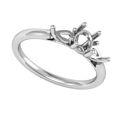 Oval Cut Centre Stone With Two Pear Shape Diamond Side Stones Semi Set Ring