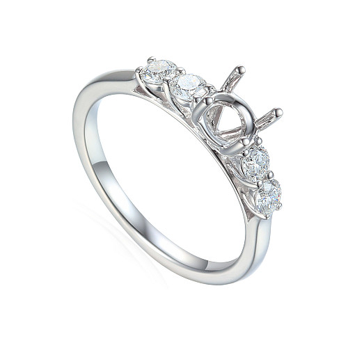 Round Brilliant Cut Claw Set 5 Stone Diamond Semi Set Ring