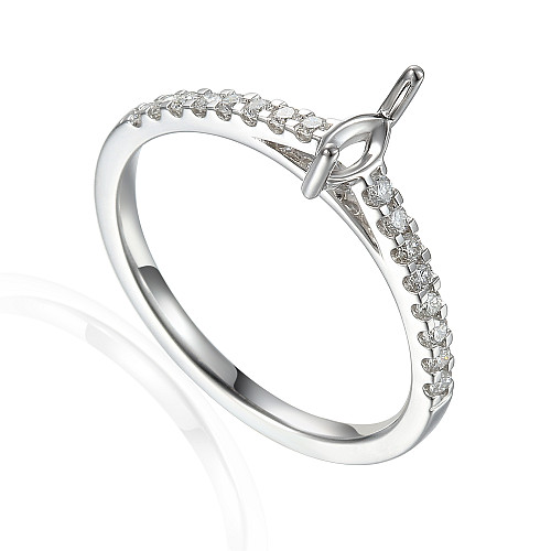 Marquise Center Stone With Micro Set Diamond  Shoulders Semi Set Ring