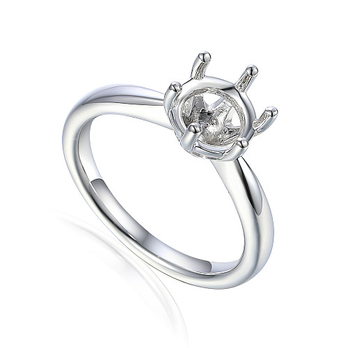 Round Brilliant Cut Six Claw Set Centre Stone Solitaire Semi Set Ring