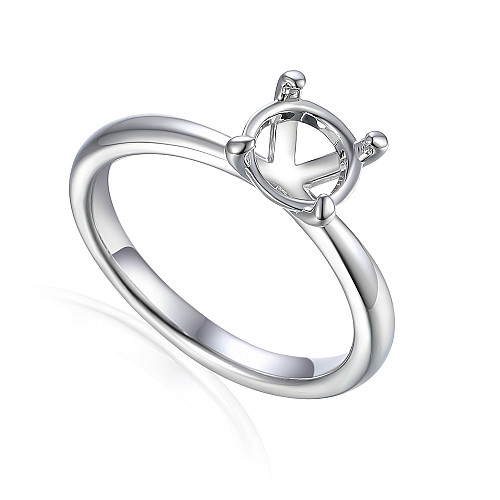 Claw Set Round Brilliant Cut Center Solitaire Semi Set Ring