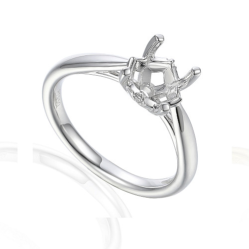 Claw Set Round Brilliant Cut Center Solitaire Semi Set Ring