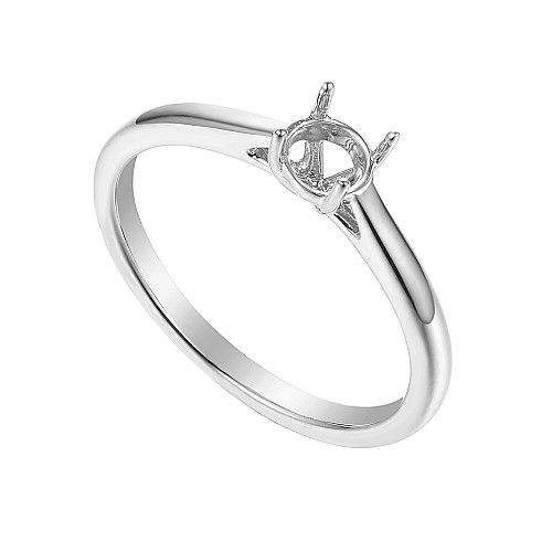 Platinum Round Brilliant Cut Claw Set Centre Stone Solitaire Semi Set Ring