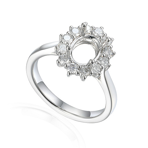 Claw and Micro Set Round Brilliant Cut Diamond Semi Set Ring