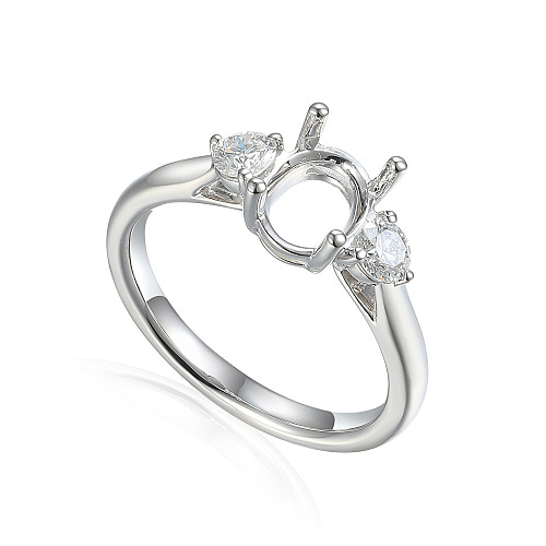 Claw and Micro Set Round Brilliant Cut Diamond Semi Set Ring