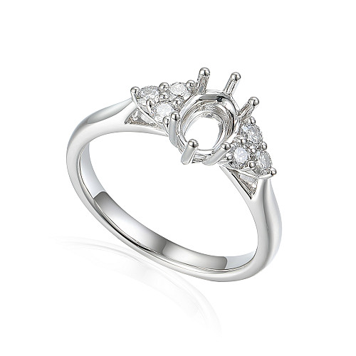Claw and Micro Set Round Brilliant Cut Diamond Semi Set Ring