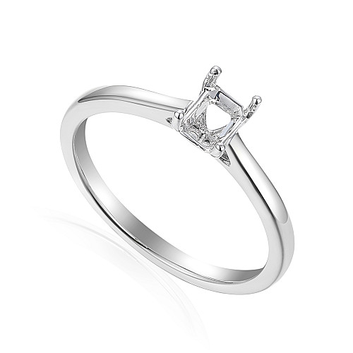 Emerald Cut Claw Set Centre Stone Solitaire Semi Set Ring