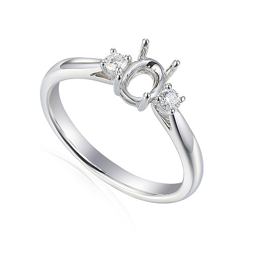 Claw Set Round Brilliant Cut Diamond Semi Set Ring