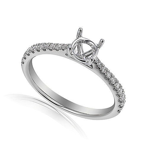 Round Brilliant Cut Claw Set Center Stone with Diamond Set Shoulders Wedfit Ring Mount