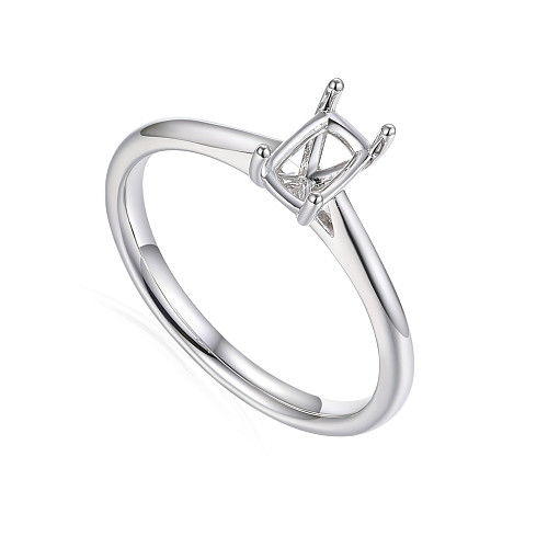 Long Cushion Claw Set Center Stone Wedfit Ring Mount