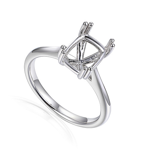 Long Cushion Claw Set Center Stone Wedfit Ring Mo