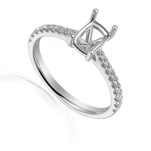 Long Cushion Claw Set Shoulder Set Wedfit Ring Mount