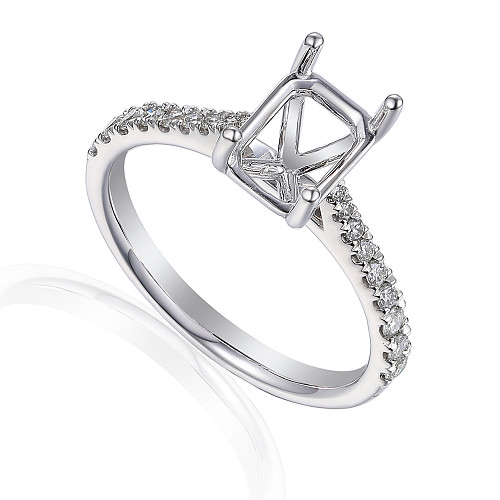 Emerald Cut Claw Set Shoulder Set Wedfit Ring Mount