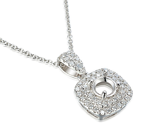 Round Brilliant Cut Centre Stone With Micro Set Diamond Halo Semi Set Earrings