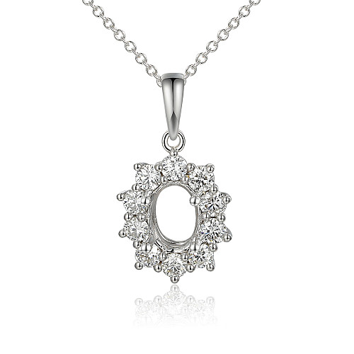 Claw and Micro Set Diamond Semi-Set Pendant